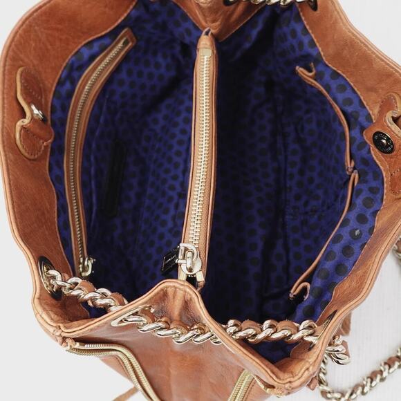 Rebecca Minkoff Swing Shoulder Bag Brown Leather Chain Strap Convertible Tassels - Picture 5 of 16